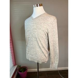 Banana Republic Premium Luxe Yarn Sweater Medium Tan Gray Cotton Cashmere Blend